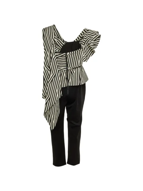Self-Portrait asymmetrical striped jumpsuit Black 1228298