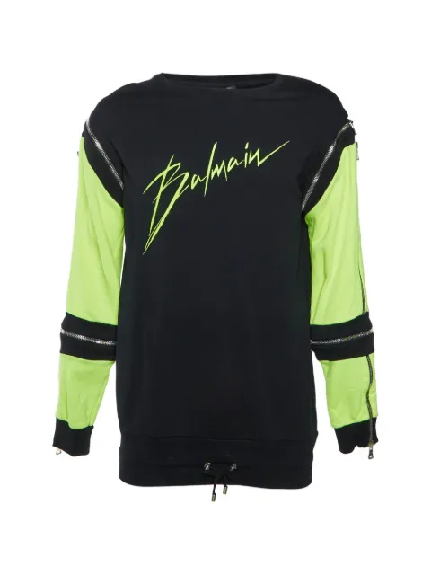 Balmain Pre-Owned logo-print zip-detail top Black 1358019