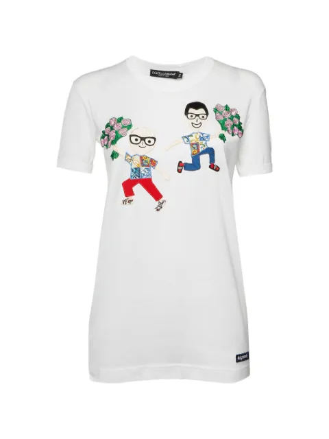 Dolce & Gabbana Pre-Owned DG Family Patchwork half-sleeve T-shirt White 1356037