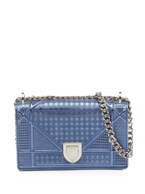 Christian Dior Pre-Owned 2015 mini Diorama chain-strap leather shoulder bag Blue 1358715