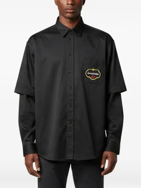 Balenciaga Pre-Owned logo-embroidered double-sleeve shirt Black 1356904