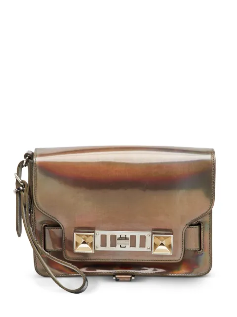 Proenza Schouler medium PS11 metallic holographic clutch bag Brown 1360162