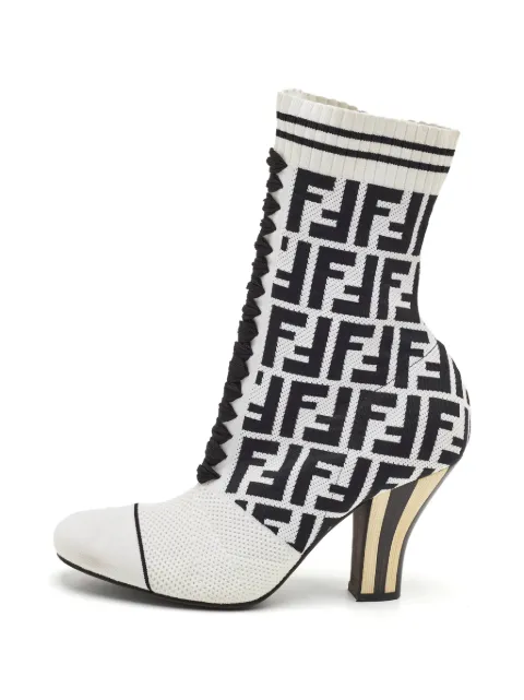 Fendi Pre-Owned Rockoko FF-motif ankle boots White 1350069