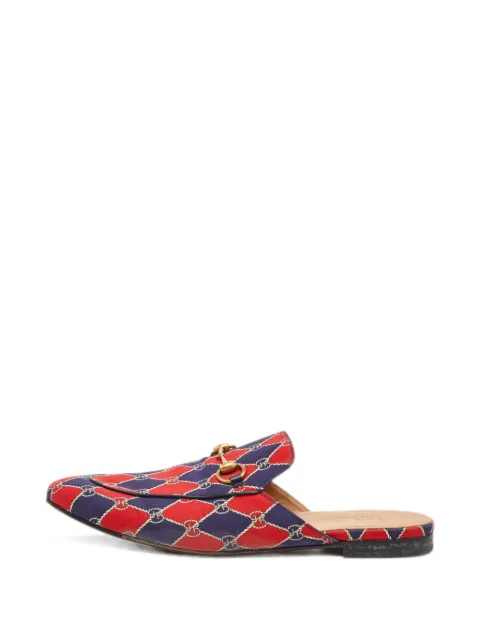 Gucci Pre-Owned Princetown rhombus-chain mules Blue 1349304