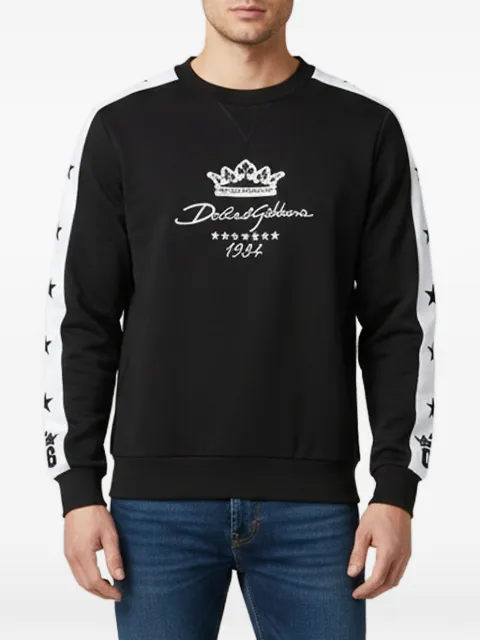 Dolce & Gabbana Pre-Owned embroidered-logo crew-neck cotton sweatshirt Black 1358823