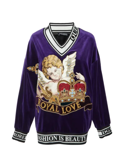 Dolce & Gabbana Pre-Owned Royal Love-embroidered sweater Purple 1357915