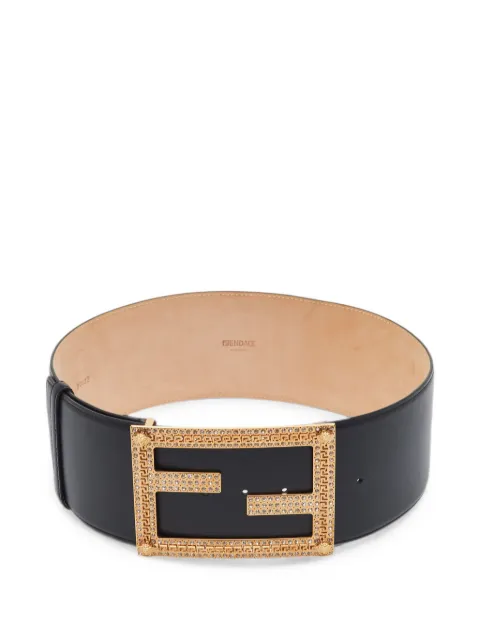 Fendi Pre-Owned Fendace crystal-embellished wide belt Black 1359899