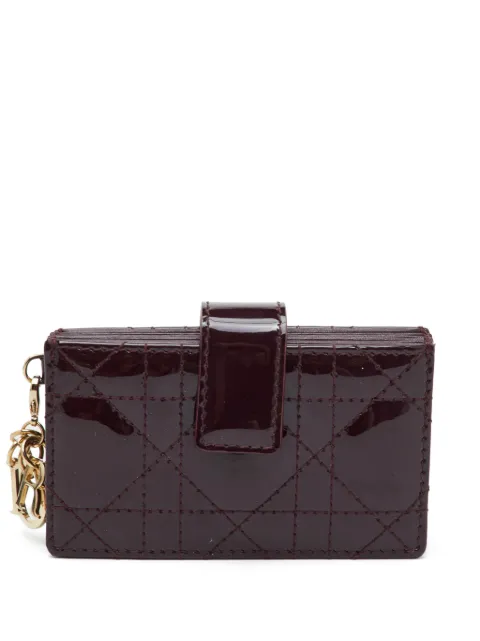 Christian Dior Pre-Owned 2021 Gusset Cannage patent leather card holder Red 1357419