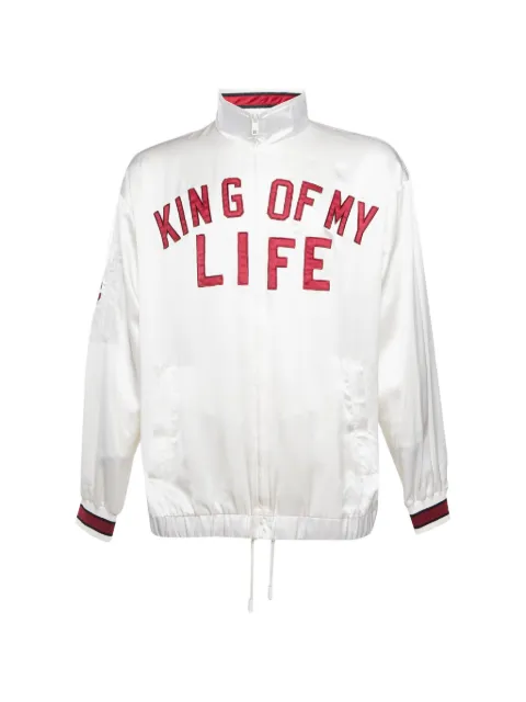 Dolce & Gabbana Pre-Owned embroidered-slogan satin bomber jacket White 1358024
