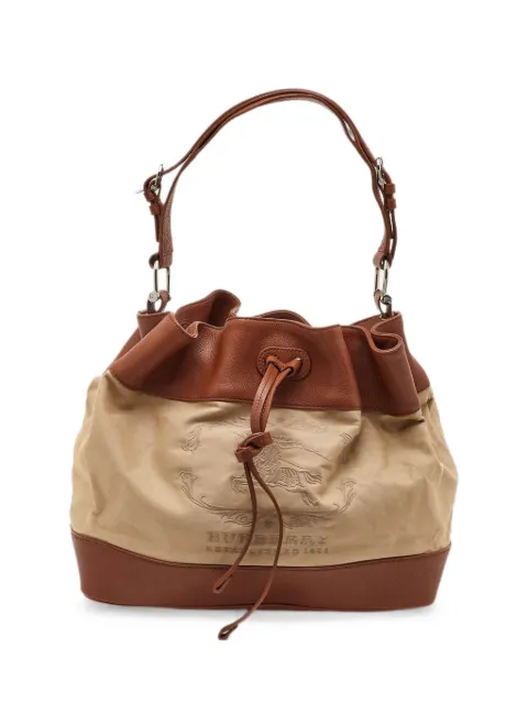 Burberry Pre-Owned embroidered-logo leather bucket bag Neutrals 1345986