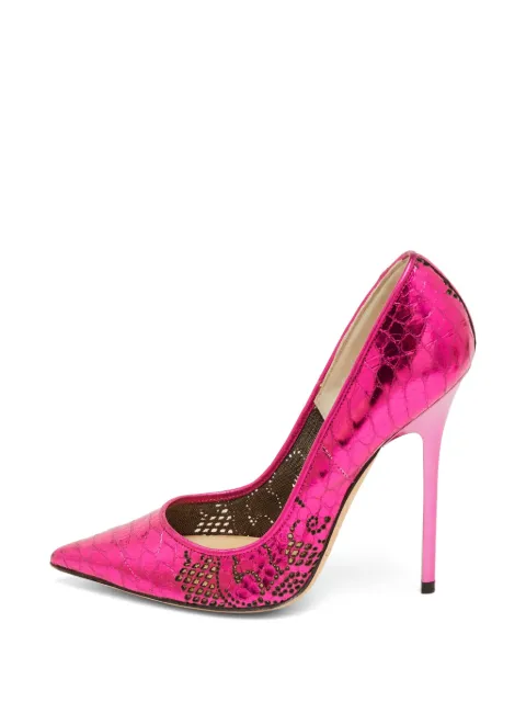 Jimmy Choo Pre-Owned snakeskin-embossed pointed-toe pumps Pink 1253634