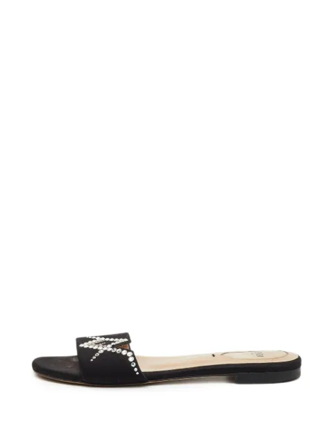 Fendi Pre-Owned crystal-embellished satin-finish sandals Black 1220812