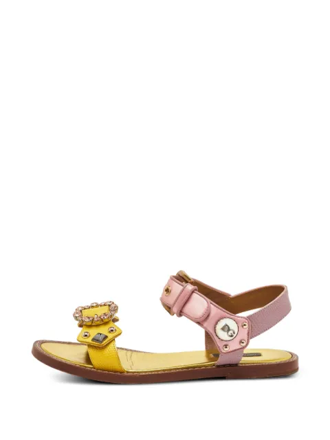Dolce & Gabbana Pre-Owned embellished lizard-effect sandals Yellow 1357261