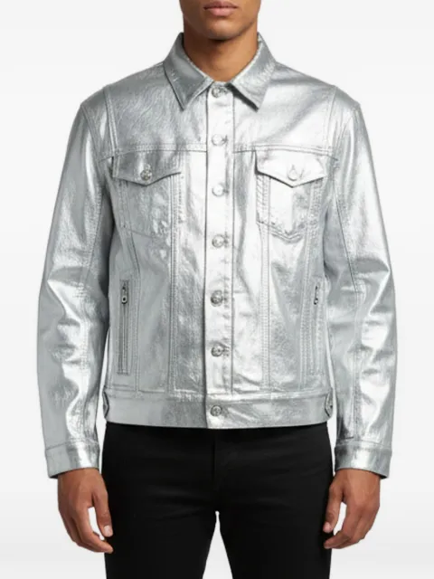 Balmain Pre-Owned metallic denim jacket Silver 1356601