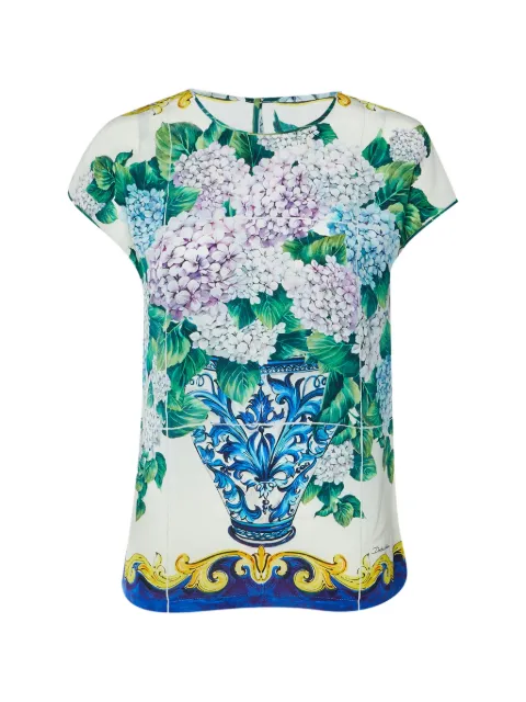Dolce & Gabbana Pre-Owned Ortensia-print silk blouse White 1360912