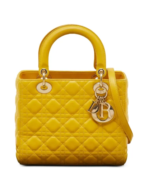 Christian Dior Pre-Owned 2013 medium Lady Dior Cannage handbag Yellow 1212421