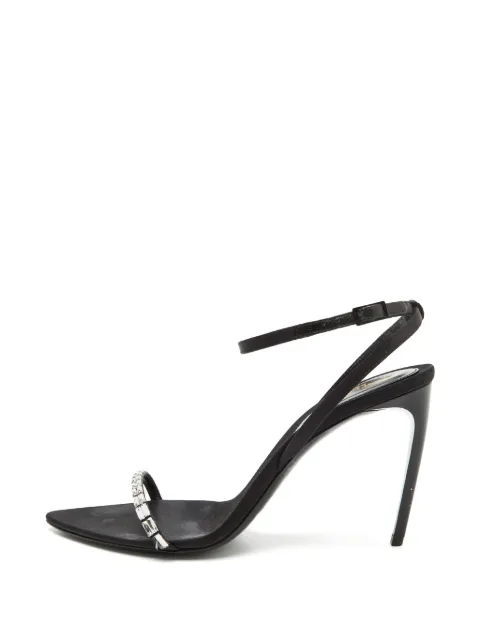 Saint Laurent Pre-Owned crystal-embellished satin heeled sandals Black 1355215
