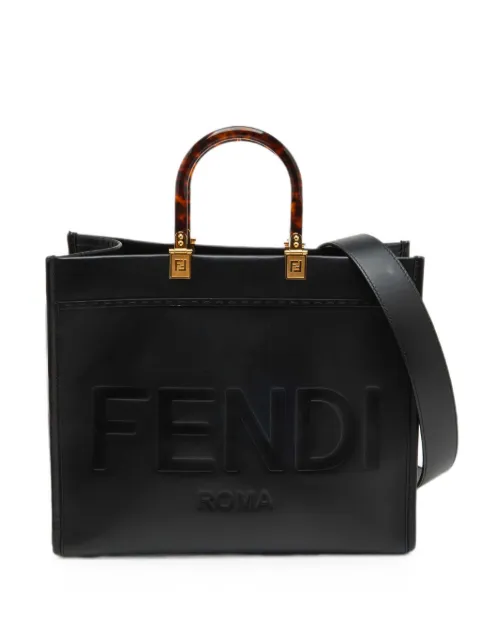 Fendi Pre-Owned 2021 medium Sunshine leather tote bag Black 1347550