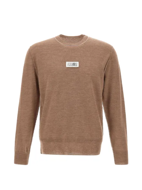 MM6 Maison Margiela contrasting-stitching Numeric-logo sweater Brown SH0HL0010M13037130
