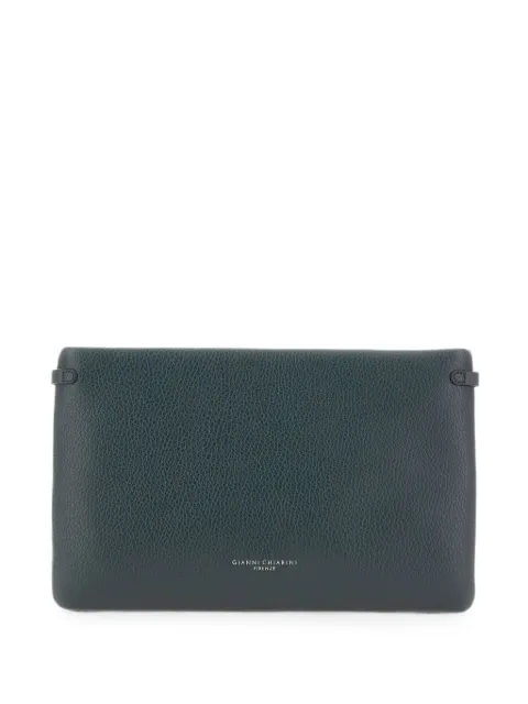 GIANNI CHIARINI Hermy hammered-leather clutch bag Green BS4035