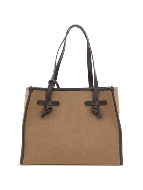 MARCELLA CLUB medium Marcella leather-trim canvas shoulder bag Neutrals BS6849COMMCNVSE
