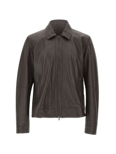 VOLFAGLI Tebe pebbled leather jacket Brown TEBECERVOTMORO
