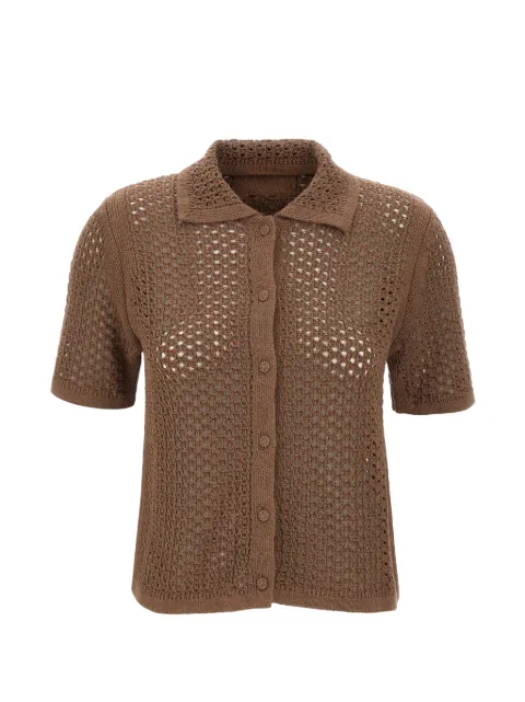 MC2 Saint Barth Elowen crochet-knit shirt Brown ELW000108834L