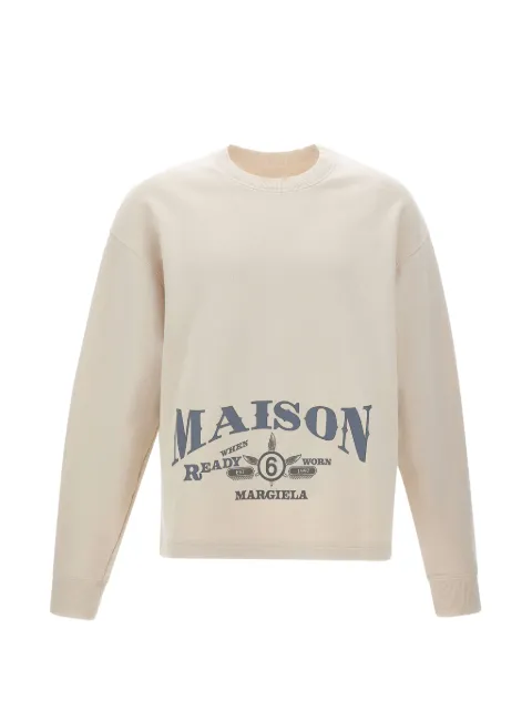 MM6 Maison Margiela logo-print cotton sweatshirt Neutrals SH0GU0044M25014