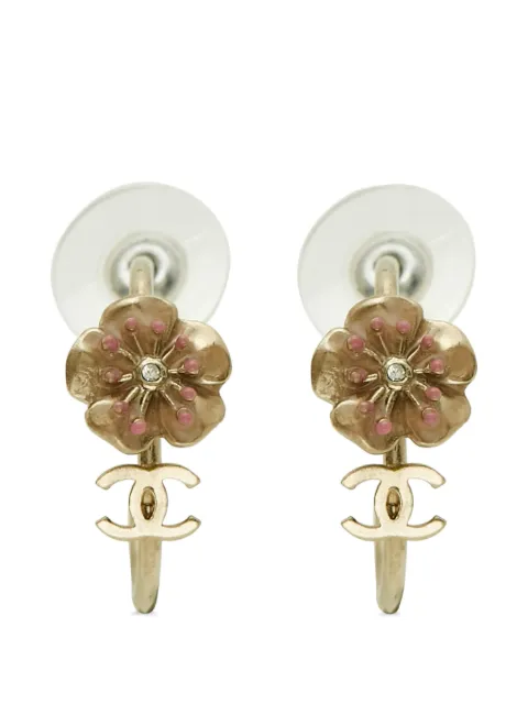 CHANEL Pre-Owned CC floral earrings Gold 1308487