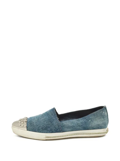 Miu Miu Pre-Owned crystal-embellished denim sneakers Blue 1300965