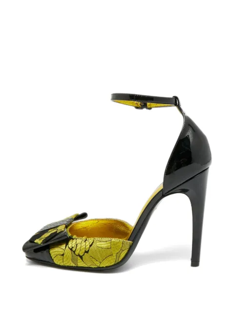 Bottega Veneta Pre-Owned Intrecciato brocade bow pumps Yellow 1300193