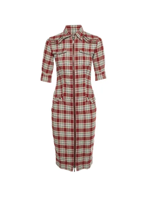 Alexander McQueen Pre-Owned plaid flannel shirt midi dress Red 1318701