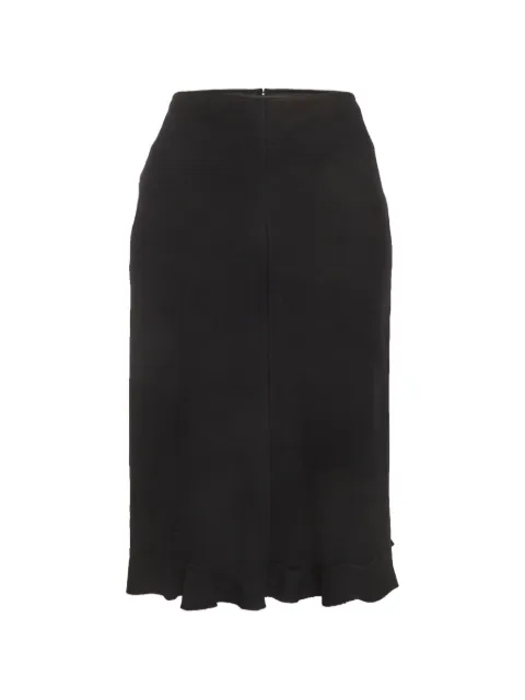 Louis Vuitton Pre-Owned ruffle-trim pencil midi skirt Black 1292171