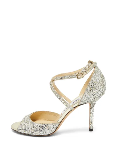 Jimmy Choo Pre-Owned Emsy criss-cross sandals Silver 1278576