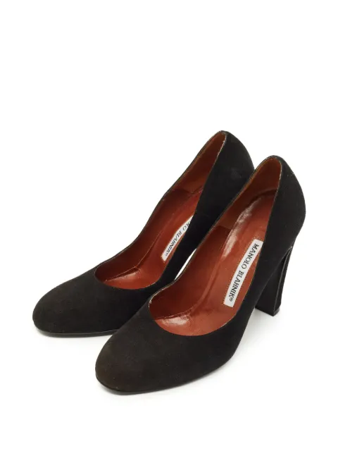 Manolo Blahnik almond-toe block-heel pumps Black 1287121