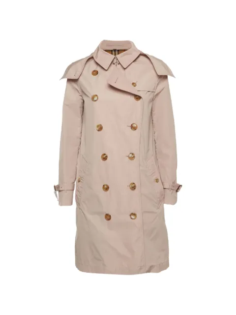 Burberry Pre-Owned hooded double-breasted trench coat Neutrals 1319084