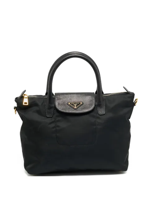 Prada Pre-Owned leather-trim tote bag Black 1288704
