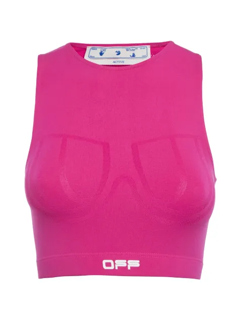 Off-White Pre-Owned logo-print crop top Pink 1292067