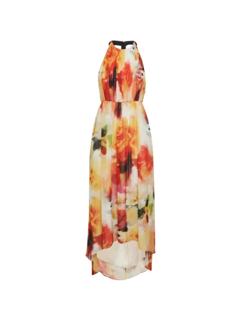 alice + olivia chiffon leather-trim maxi dress Orange 1295889