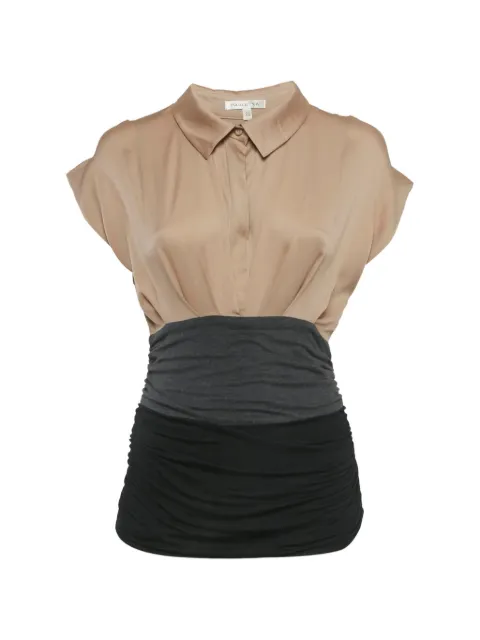 Paule Ka ruched satin-panel top Neutrals 1268261