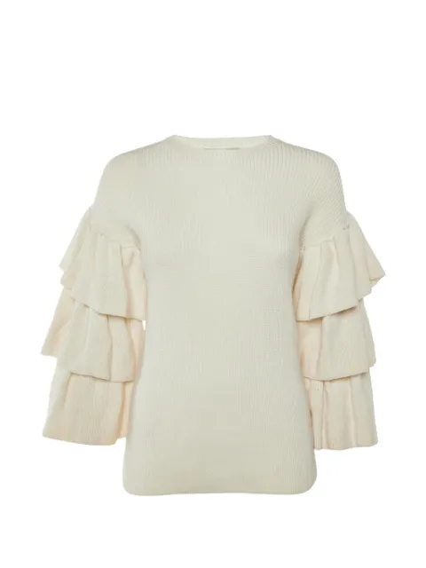 Valentino Garavani Pre-Owned ruffle-sleeve sweater Neutrals 1256174