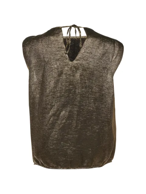 CHANEL Pre-Owned pleated sleeveless silk blouse Gold 1354272