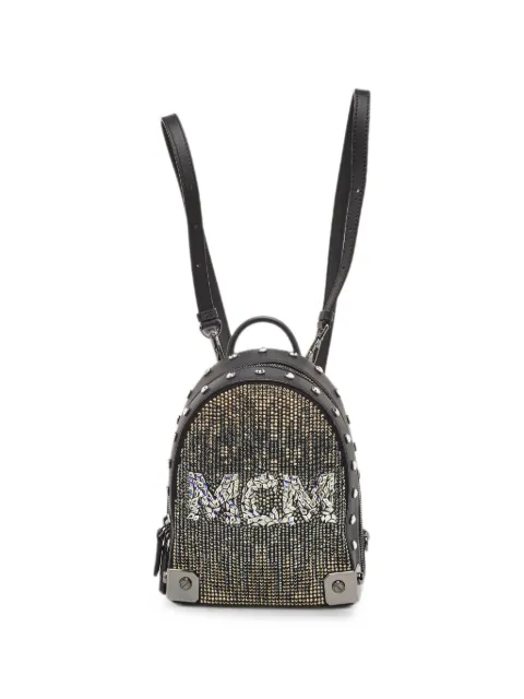 MCM Pre-Owned mini Stark Bebe Boo crystal-embellished backpack Black 1349686