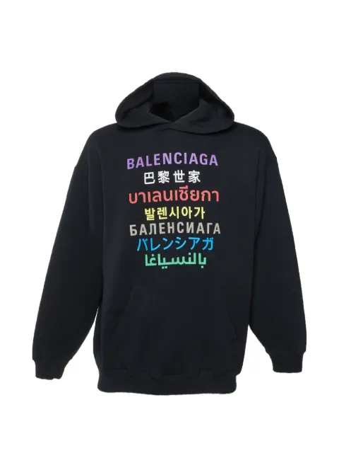 Balenciaga Pre-Owned Languages logo-print hoodie Black 1358792