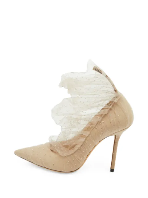 Jimmy Choo Pre-Owned Lavish glittered mesh pumps Neutrals 1351663