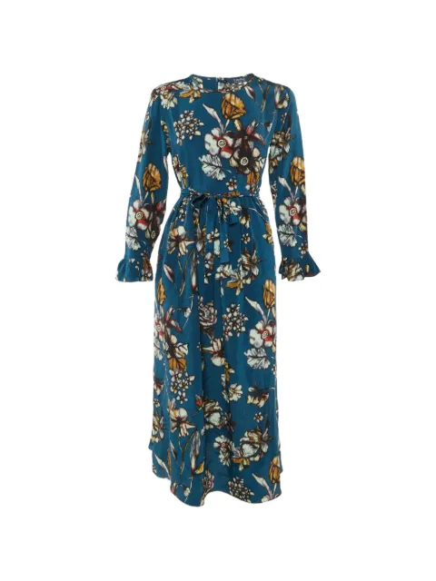 'S Max Mara floral-print silk midi dress Blue 1236638