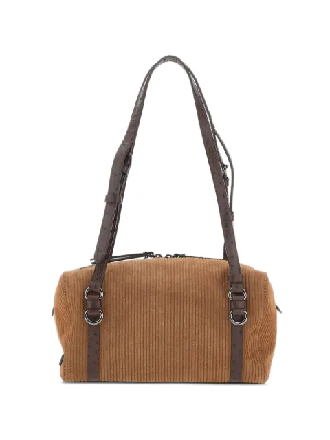 GIANNI CHIARINI Terry ribbed-suede shoulder bag Brown BS12660