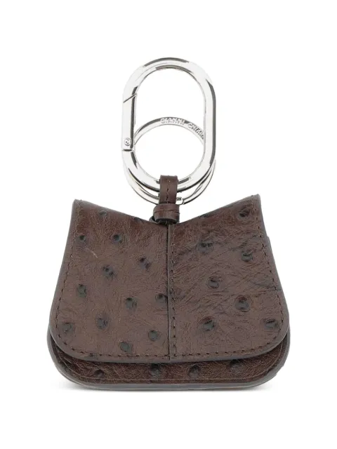 GIANNI CHIARINI Helena ostrich-effect keyring Brown BSMHELENA07
