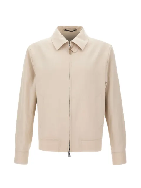 BOSS Slim-fit zip-up linen jacket Neutrals 50561369