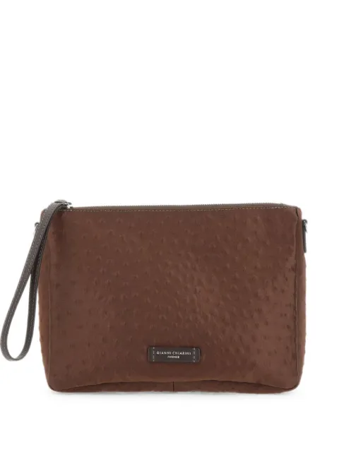 GIANNI CHIARINI Nora Pouch ostrich-effect clutch bag Brown BS12625RASTZESPRESSO